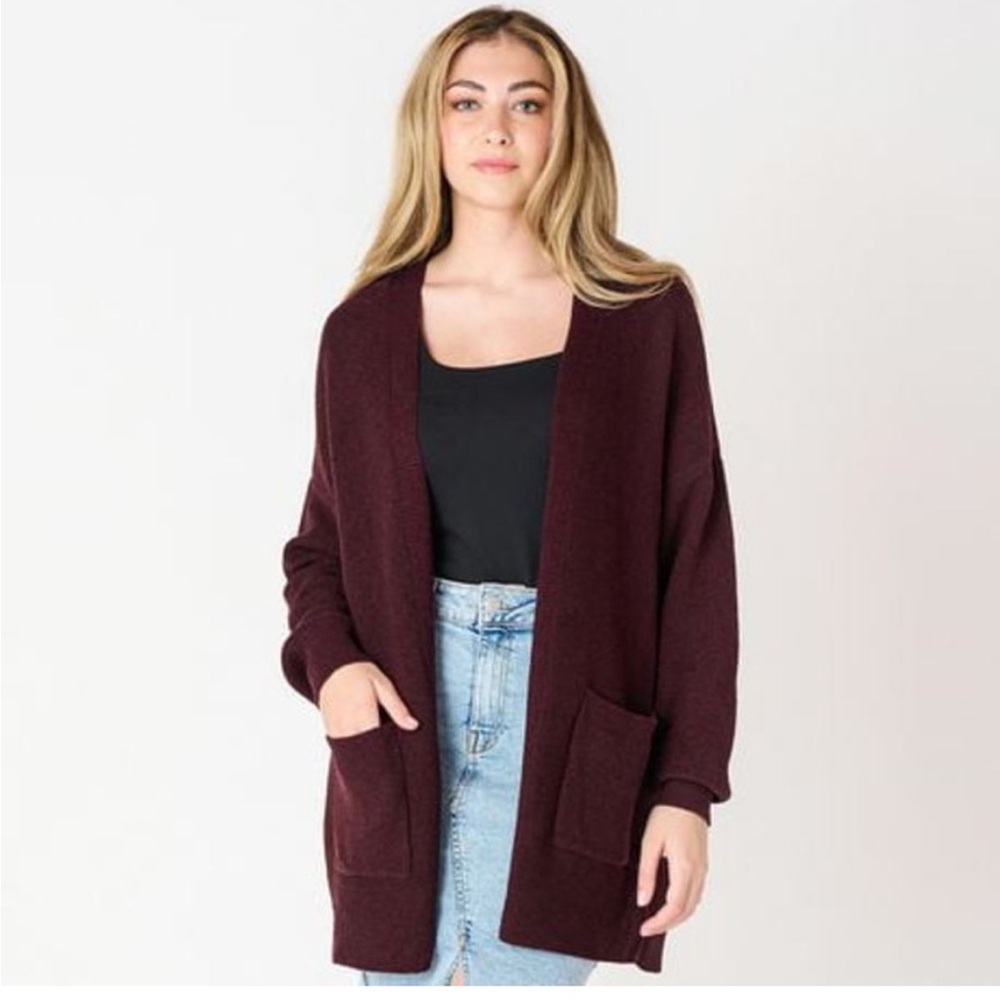 Devoted Elegant Dark Maroon Cardigan for Women size large